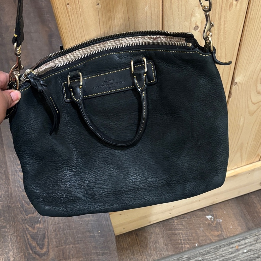 Dooney & Bourke Black Leather Satchel with Gold Accents soft leather - Picture 11 of 11